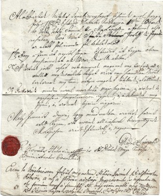 A3032N Act din anul 1820, T&amp;acirc;rgu Lăpuș, Maramureș, cu sigiliu &amp;icirc;n ceară roșie foto