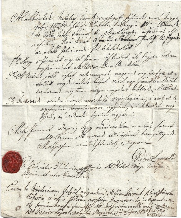 A3032N Act din anul 1820, T&acirc;rgu Lăpuș, Maramureș, cu sigiliu &icirc;n ceară roșie