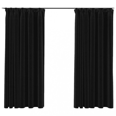 Draperii opace aspect in, carlige, 2 buc., antracit, 140x175 cm foto