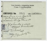 Romania, Casa Centrala a Asigurarilor Sociale, Casa Constructiilor, Chitanta, Bucuresti, 1939