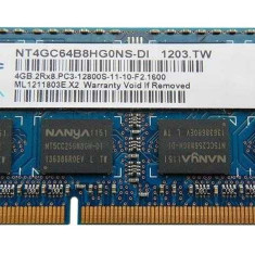Memorie Laptop Nanya 4GB DDR3 PC3 12800S 1600Mhz CL11 NT4GC64B8HG0NS