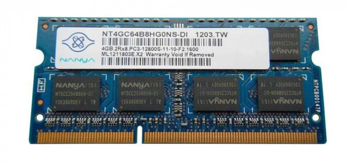 Memorie Laptop Nanya 4GB DDR3 PC3 12800S 1600Mhz CL11 NT4GC64B8HG0NS