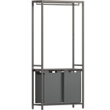 VASAGLE Cos de rufe, 2 compartimente, saci de rufe detasabili, 2 rafturi, tija umerase, 2x46L, 73x33x177cm, gri Household NewTrend