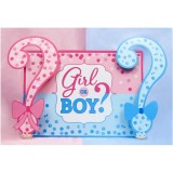 Banner pentru petrecere, flippy, model girl or boy, tematica gender reveal, 150 x 100 cm, albastru roz