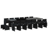 Cumpara ieftin Set mobilier de gradina cu perne, 17 piese, negru, poliratan