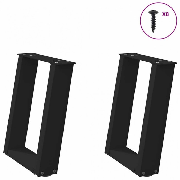 vidaXL Picioare pentru măsuță de cafea &icirc;n formă de U, 2 buc., negru, 28x(42-43) cm, oțel