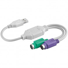 Cablu adaptor Wentronic USB la 2 x PS2 0.15m alb foto