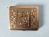 Tabachera vintage Romania - Model Calusarul - Aluminiu aurit