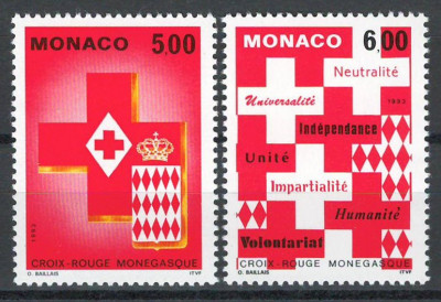 Monaco 1993 Mi 2149/50 MNH - Crucea Roșie foto