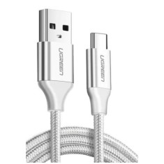 Cablu date UGREEN USB-C QC3.0,1 m, alb, nichelat cu capat din aluminiu