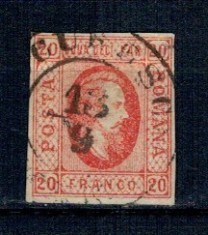 1865 - Alexandru Ioan Cuza, efigia in oval, 20 parale, stampila București