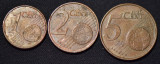 1 euro cent, 2 euro cent, 5 euro cent Franta 1999