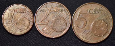 1 euro cent, 2 euro cent, 5 euro cent Franta 1999 foto