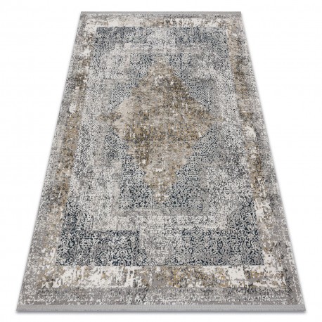 Covor TULS structural, franjuri 51323 Vintage, Cadru, Rozetă fildeş / gri , 120x170 cm
