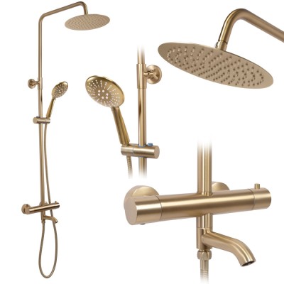 Coloana de dus cu termostat REA Lungo Gold Brush foto