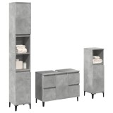 Gossi set mobilier de baie, 3 piese, gri beton, lemn compozit