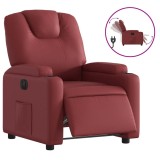 Cumpara ieftin Fotoliu rabatabil electric, rosu vin, piele ecologica
