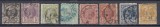 ROMANIA 1885/1888 LP 43 REGELE CAROL I VULTURI HARTIE COLORATA SERIE STAMPILATA, Stampilat