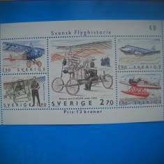 HOPCT TIMBRE SUEDIA MNH 937 AVIATIE SUEDEZA BLOC 1984-5 VALORI-NESTAMPILAT