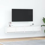 Dulapuri TV vidaXL, 2 buc, Albe, 80x31x25.5 cm, Lemn prelucrat, Montaj pe perete, Comode TV Living, Depozitare Media
