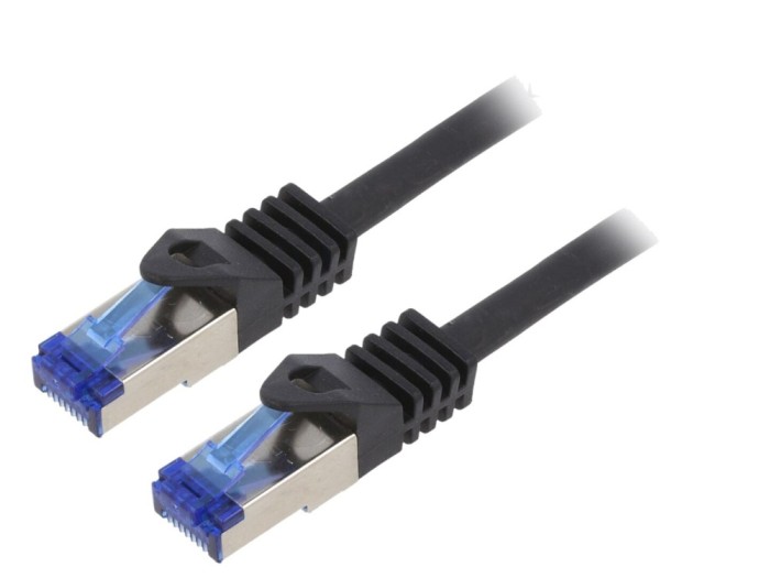 Cablu Patch cord S/FTP Cat6a negru 2m