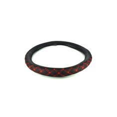 Husa volan imitatie piele marime M culoare negru+cusatura rosie Cod: C203