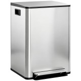 HOMCOM Coș de Gunoi cu 2 Compartimente de 30L, Pedală și Capac Silențios, 47,7x37,5x66,8 cm, Argintiu | Aosom Romania