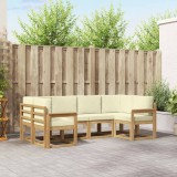 vidaXL Set 6 canapele exterior modulare, lemn acacia, alb si crem
