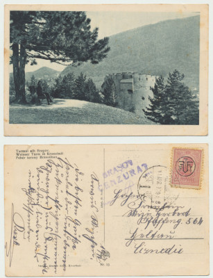 Brasov ilustrata antebelica Turnul Alb frumos circulata si cenzurata in 1920 foto