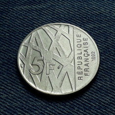 1L - 5 Francs 1992 Franta / Pierre Mendes France / Franci / moneda comemorativa
