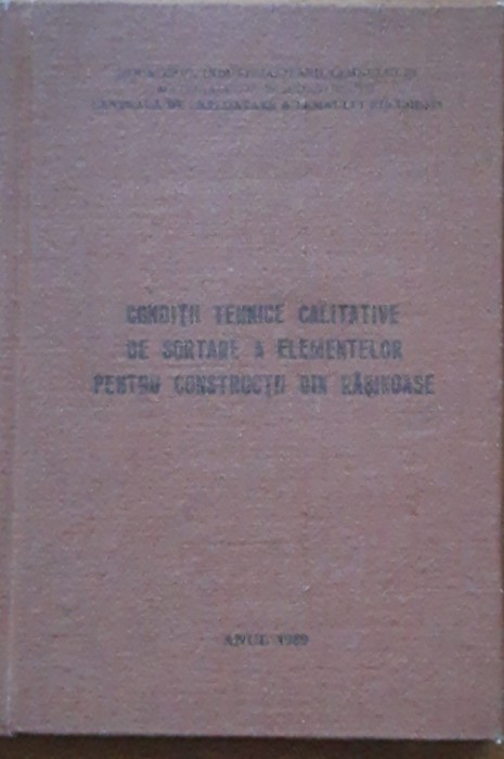 Conditii tehnice calitative de sortare a elementelor pentru constructii din rasinoase