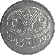 Romania 10 Lei 1995 (in capsula: comemorativa: FAO; cu litera N in dreapta) KM-117.2 UNC !!!