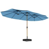 Outsunny Umbrelă de grădină dublă 5 x 3 m umbrelă de exterior cu bază inclusă, manivelă, protecție UV, albastru | Aosom Romania