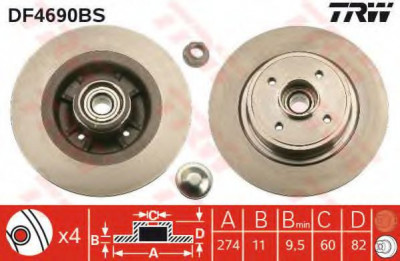 Disc frana RENAULT GRAND SCENIC II (JM0/1) (2004 - 2016) TRW DF4690BS foto