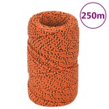 vidaXL Fr&acirc;nghie de barcă, portocaliu, 2 mm, 250 m, polipropilenă
