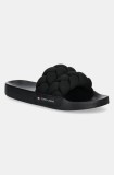 Tommy Jeans papuci BRAIDED SLIDE femei, culoarea negru, EN0EN02764