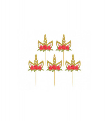 Set 6 decoratiuni petrecere betisoare, cu unicorn foto