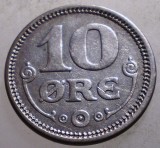 J.047 DANEMARCA WWII CHRISTIAN IX 10 ORE 1916 ARGINT