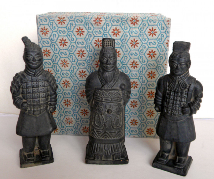 Armata de teracota - cutie 3 statuete chinezesti Mausoleul Primului &Icirc;mpărat Qin