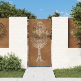 vidaXL Poartă de grădină 85x200 cm, oțel corten, design copac 153213