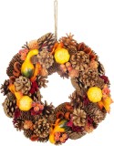 Coronita decorativa de toamna MagicHome Nature, portocalie, 30 cm