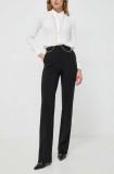 Elisabetta Franchi pantaloni femei, culoarea negru, drept, high waist