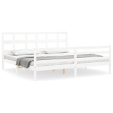 Cumpara ieftin Cadru pat cu tablie 200x200 cm, alb, lemn masiv