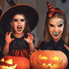Dinti de vampir fosforescenti, pentru copii, efect horror Halloween foto