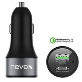 Incarcator Auto USB Nevox 1679, QC3.0, 63W, 1 X USB - 1 x USB Type-C, Negru CC-1679