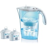 Cana filtranta de apa Laica Mechanical, 2.3 L, + 2 cartuse filtrante Bi-flux Universal, alb