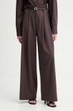 ISABELLE BLANCHE pantaloni din l&acirc;nă culoarea bordo, drept, high waist, IS25FW-P036-T002