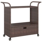 Cumpara ieftin Carucior de bar cu sertar, maro, 100x45x97 cm, poliratan