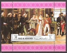 RAS AL KHAIMA 1970 PERSONALITATI FRANCEZE NAPOLEON ( colita dantelata ) MNH