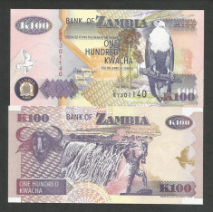 ZAMBIA 100 KWACHA 1992 UNC [1] P-38b , Semnatura 11 , necirculata foto